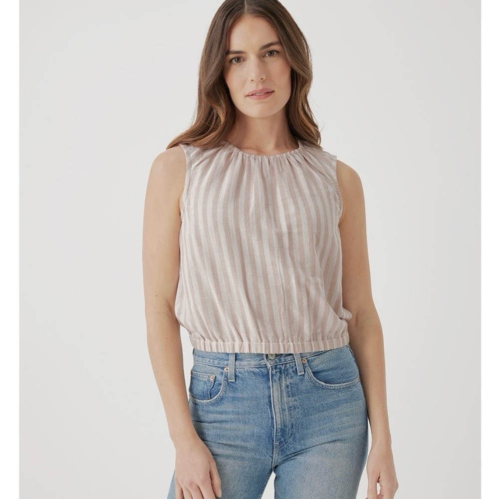 Pact Coastal Double Gauze Bubble Hem Top